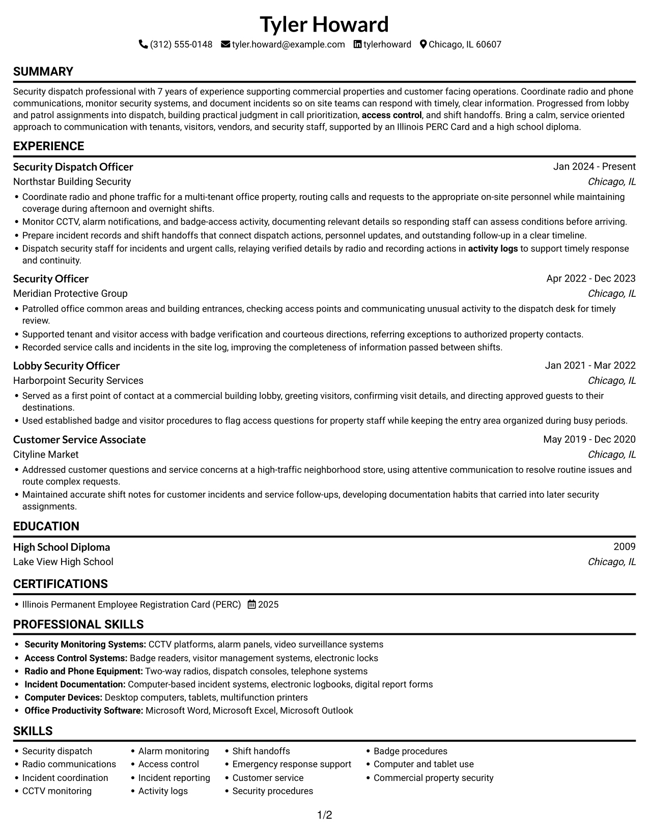 Resume example — page 1