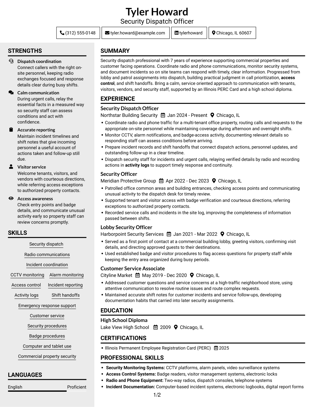 Resume example — page 1