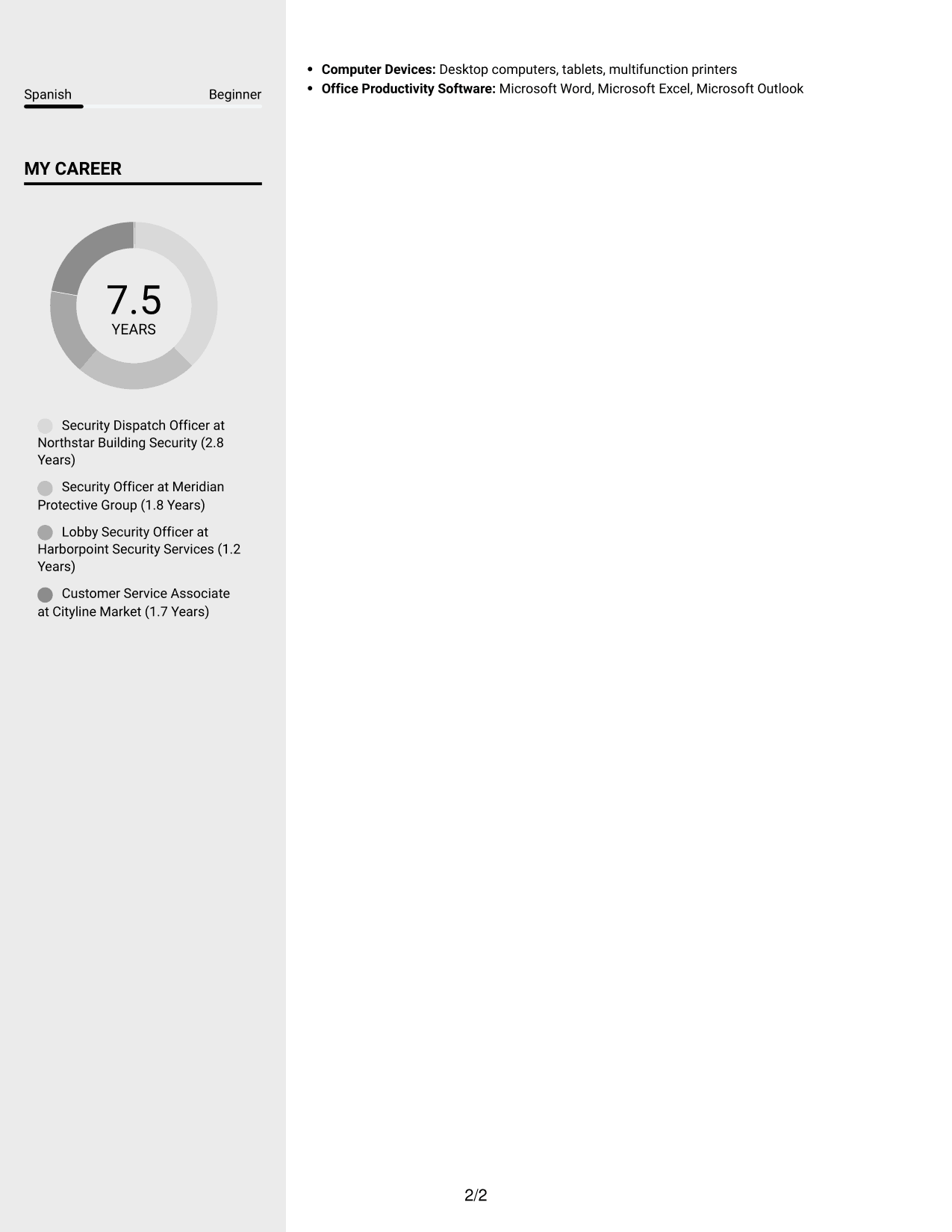 Resume example — page 2