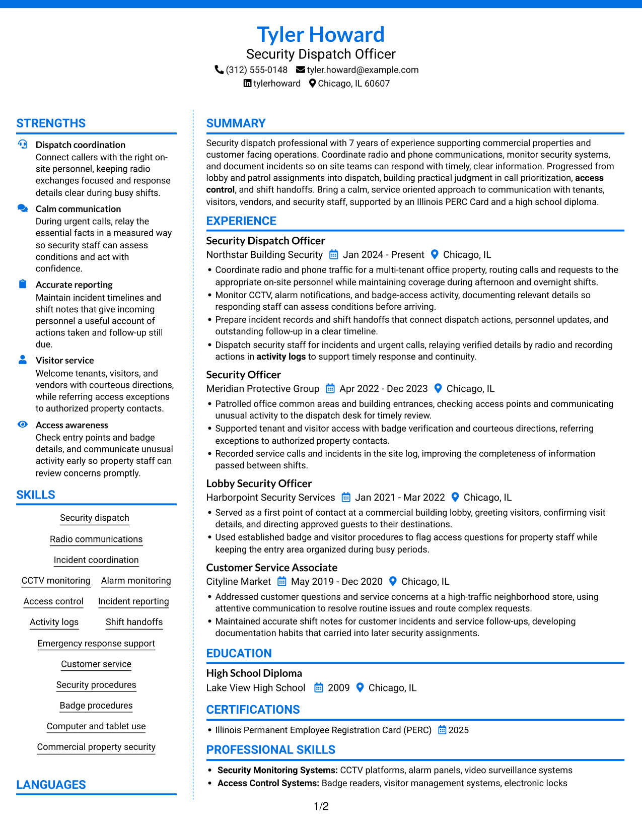 Resume example — page 1