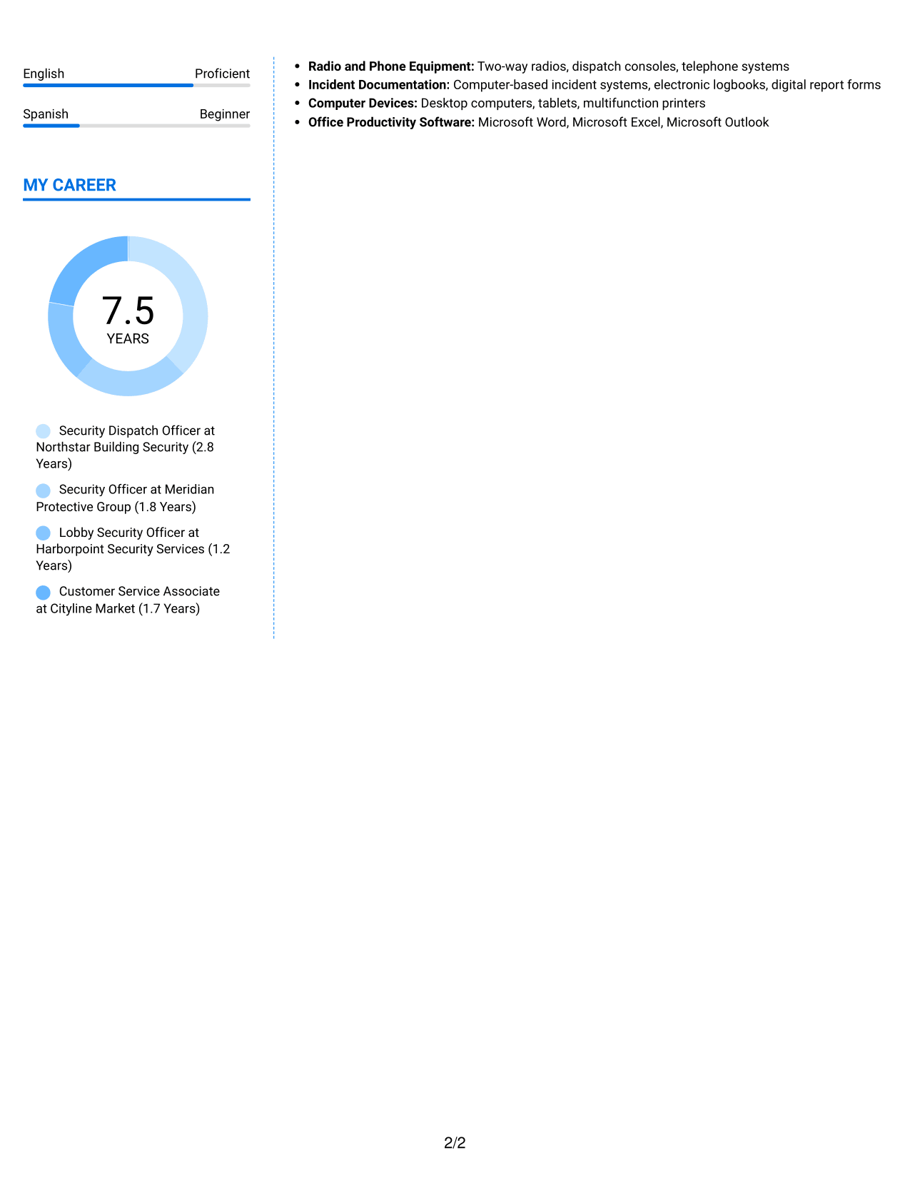Resume example — page 2