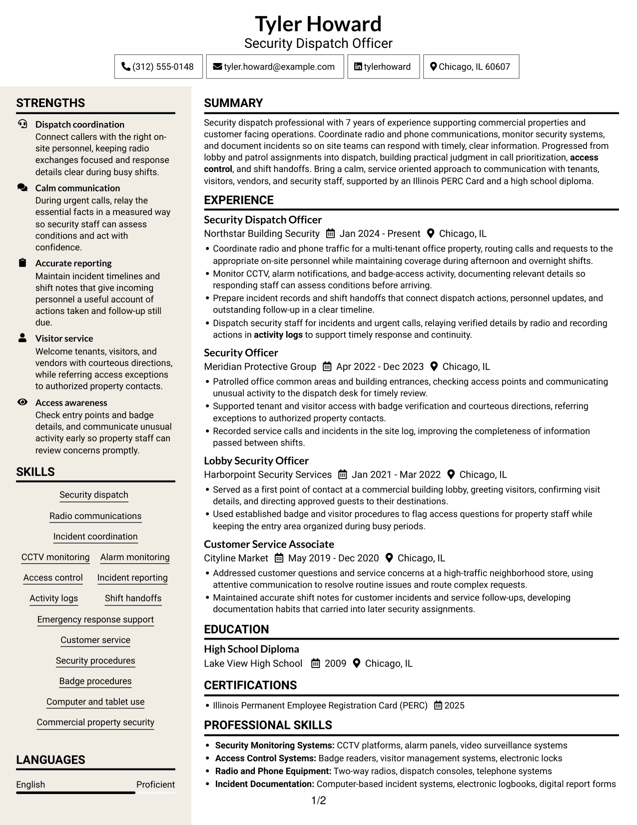 Resume example — page 1