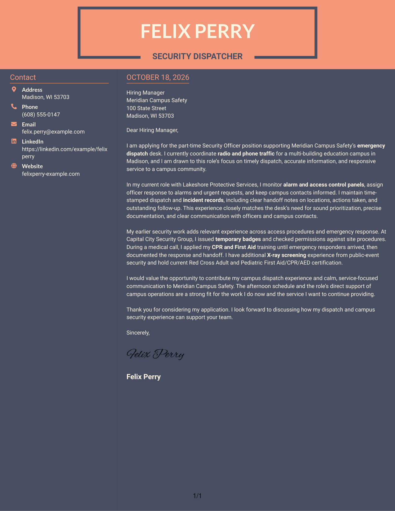 Cover letter example — page 1