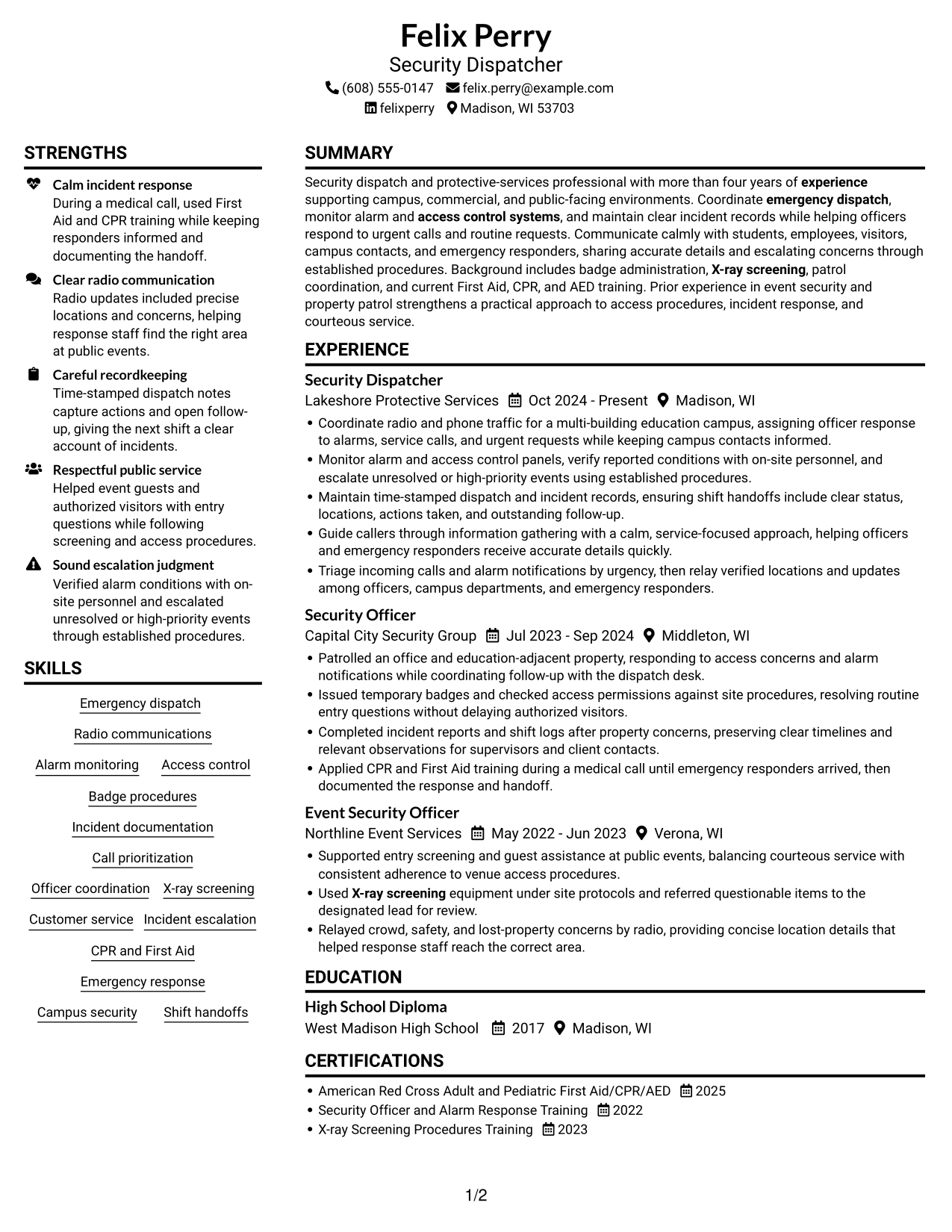 Resume example — page 1