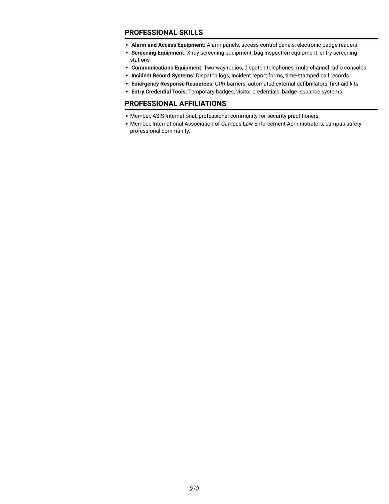 Resume example — page 2