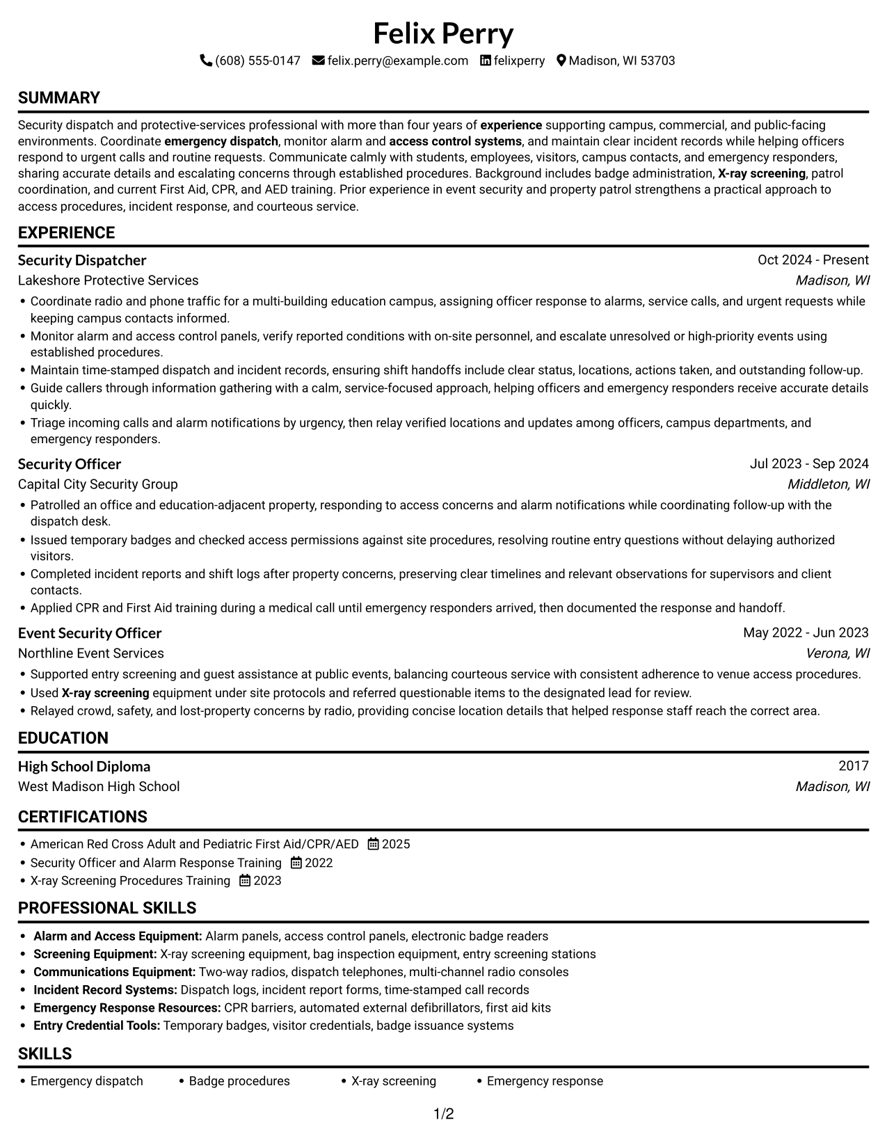 Resume example — page 1