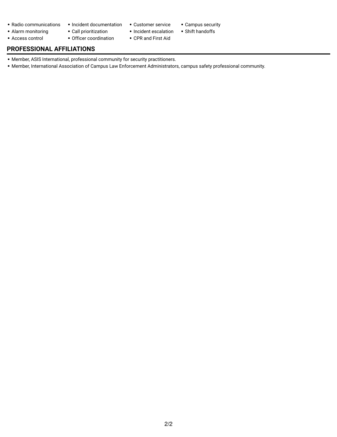 Resume example — page 2