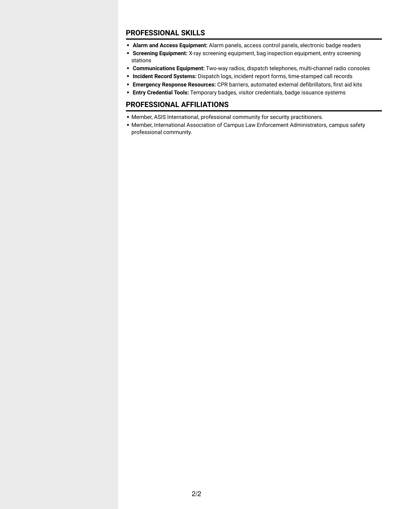Resume example — page 2