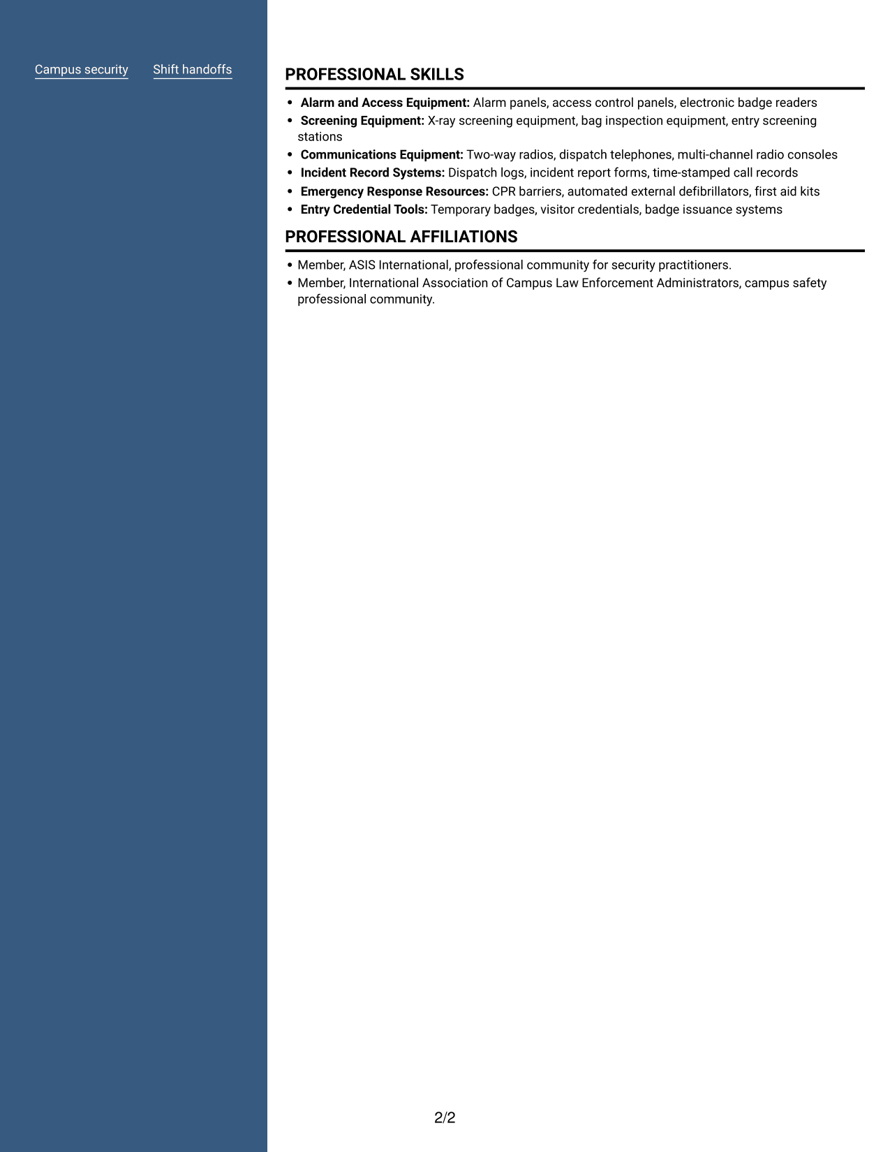 Resume example — page 2