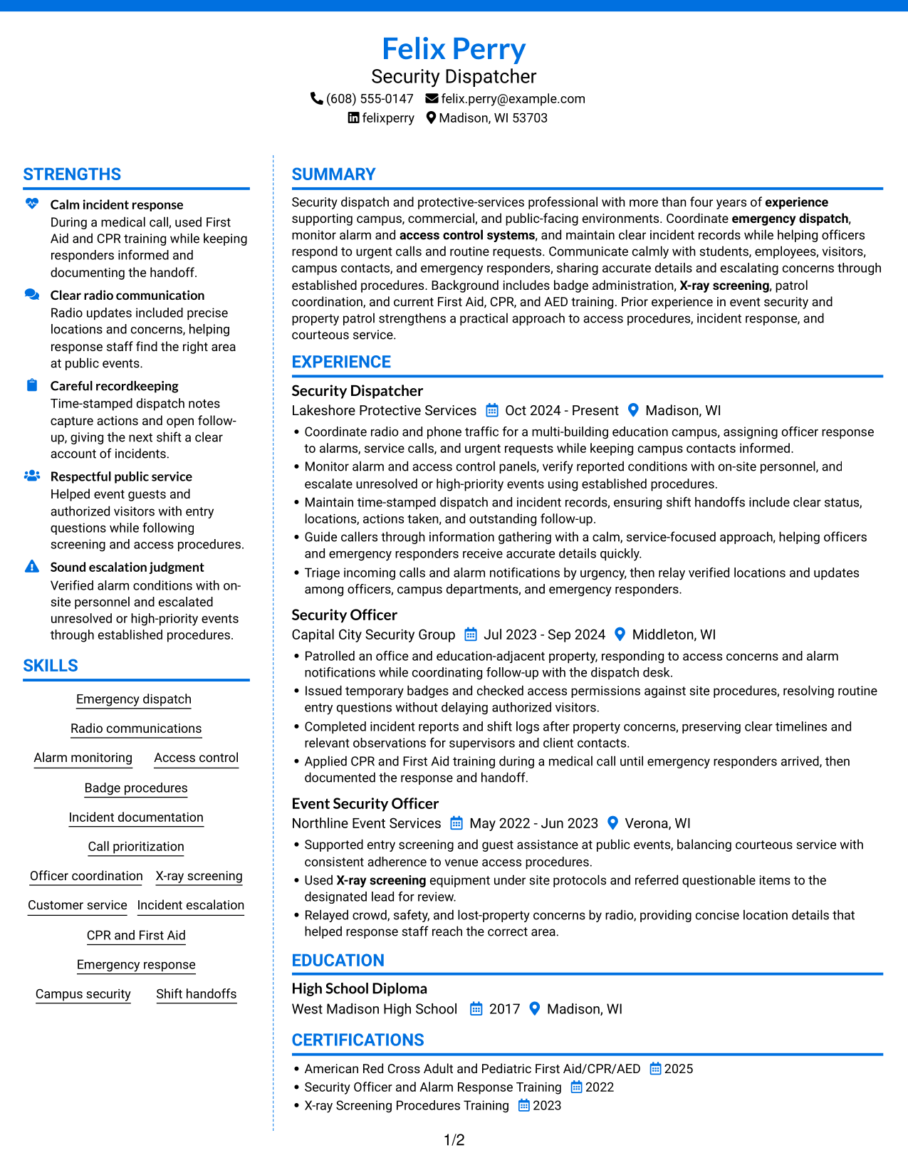 Resume example — page 1