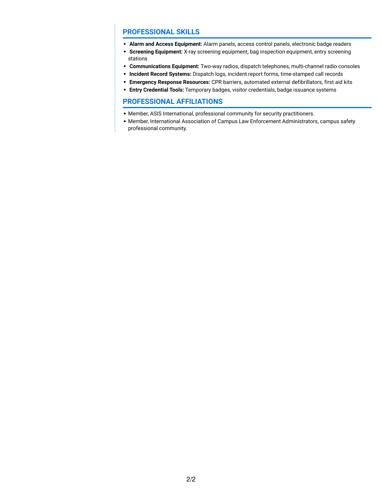 Resume example — page 2