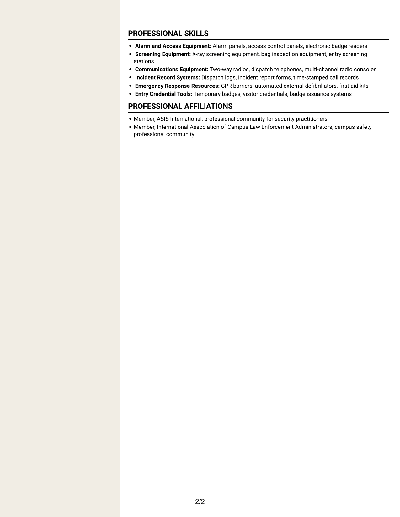 Resume example — page 2