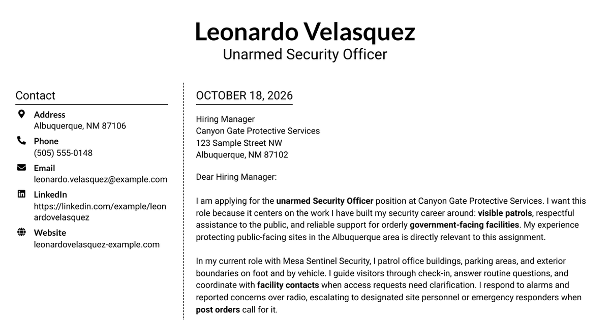 7 Security Officer - Government Facility Patrol Cover Letter Templates with Example