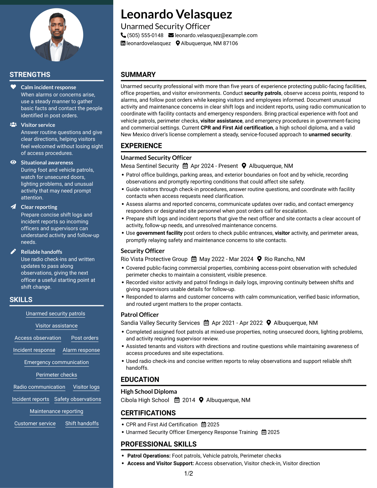 Resume example — page 1