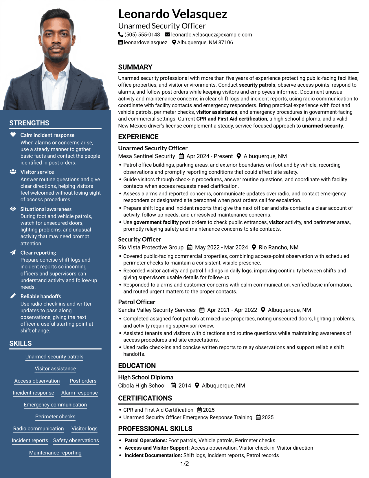 Resume example — page 1
