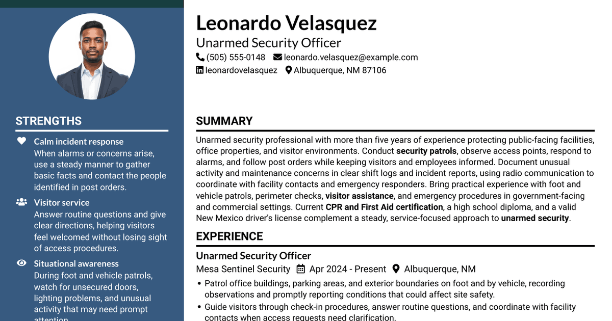 7 Security Officer - Government Facility Patrol Resume Templates with Example