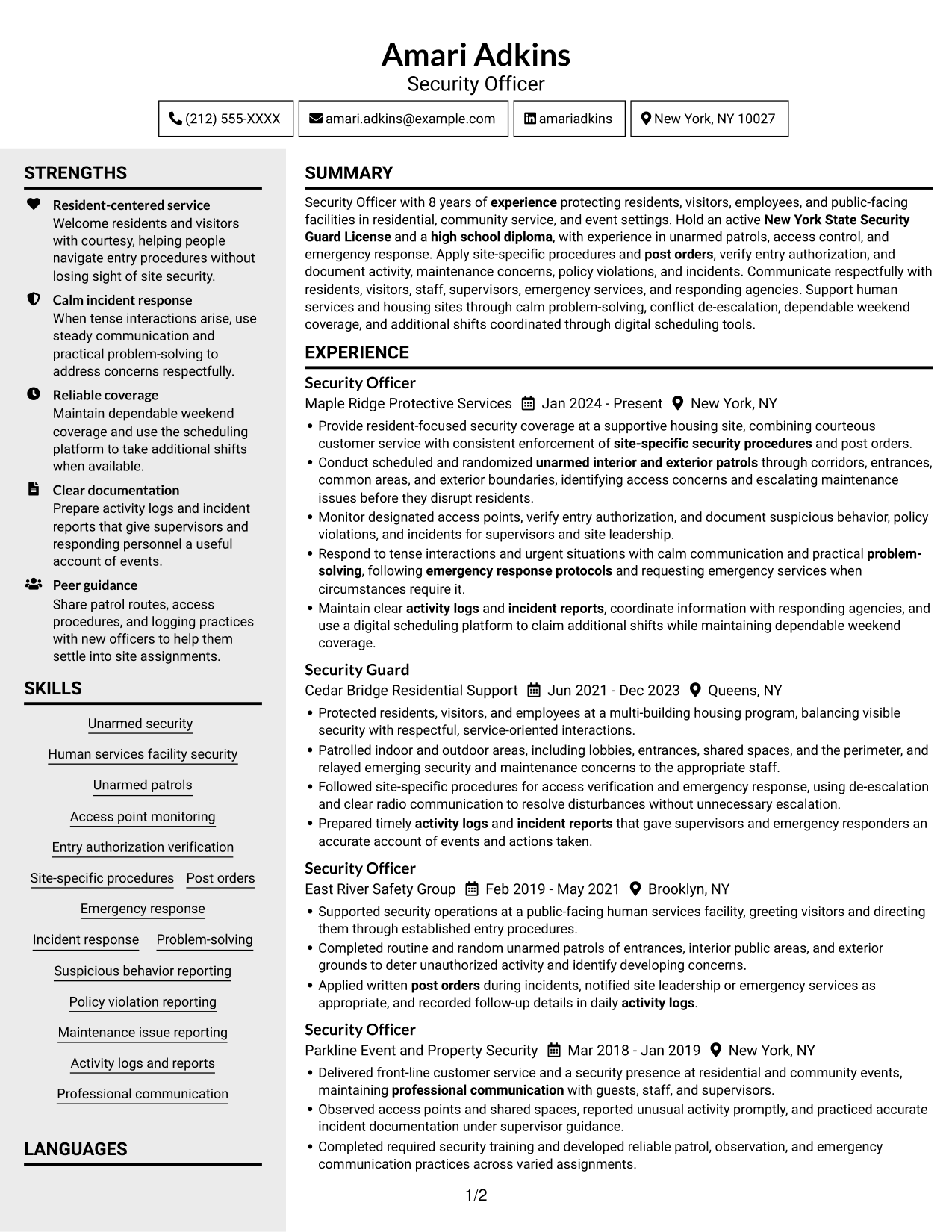 Resume example — page 1