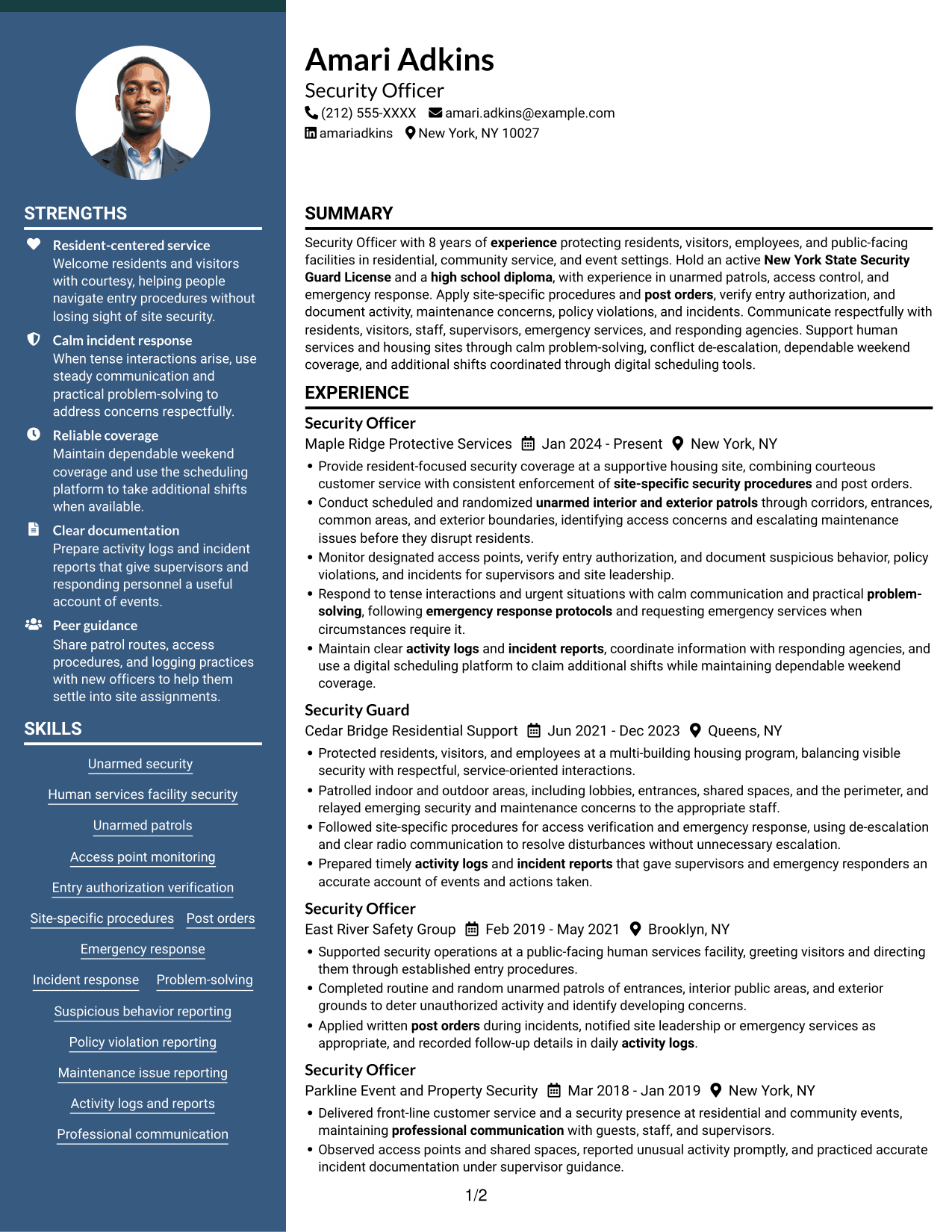 Resume example — page 1