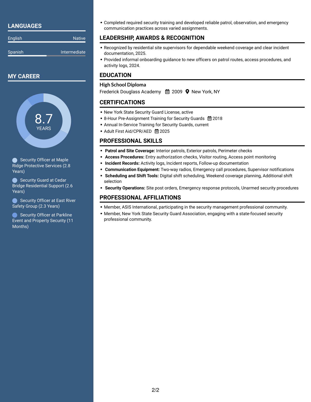 Resume example — page 2