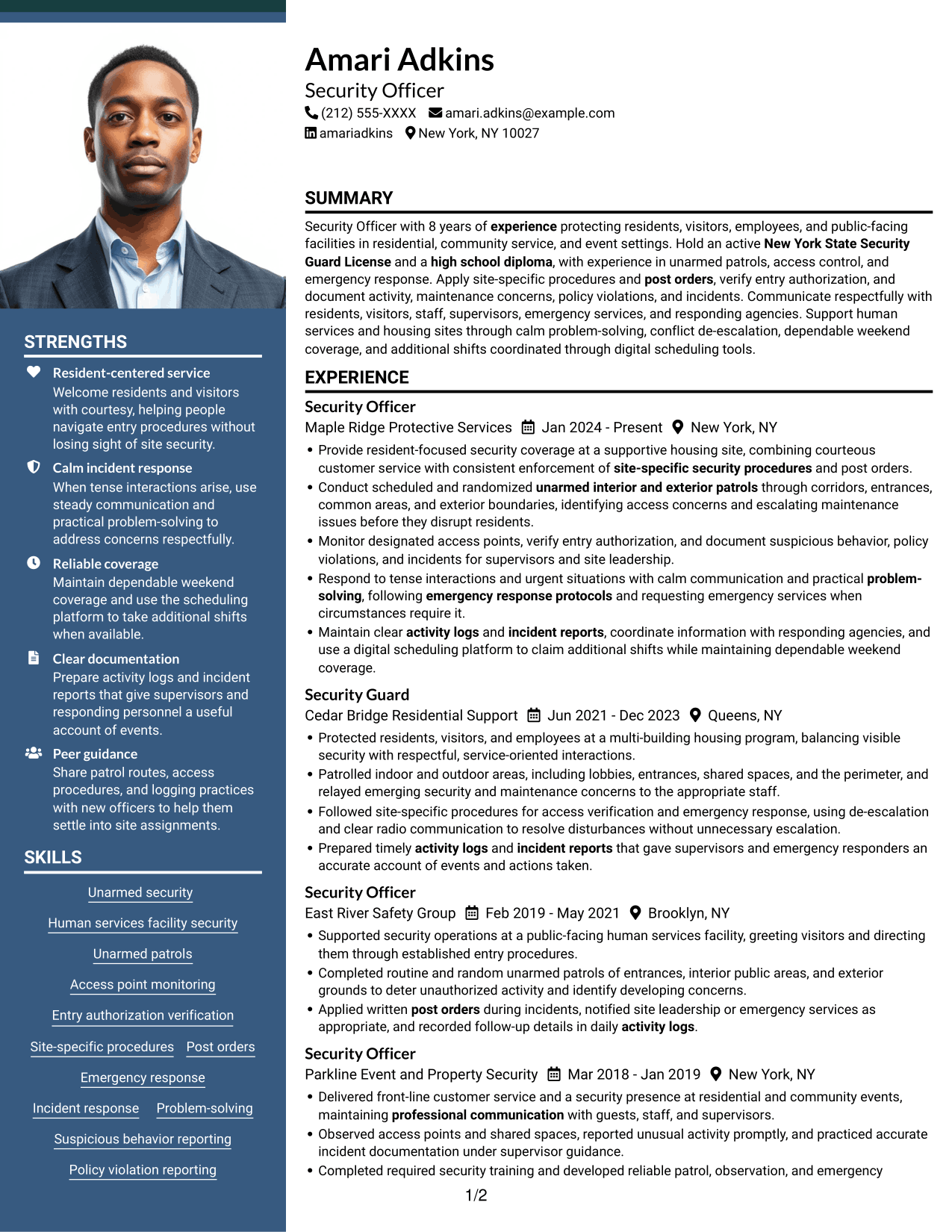 Resume example — page 1