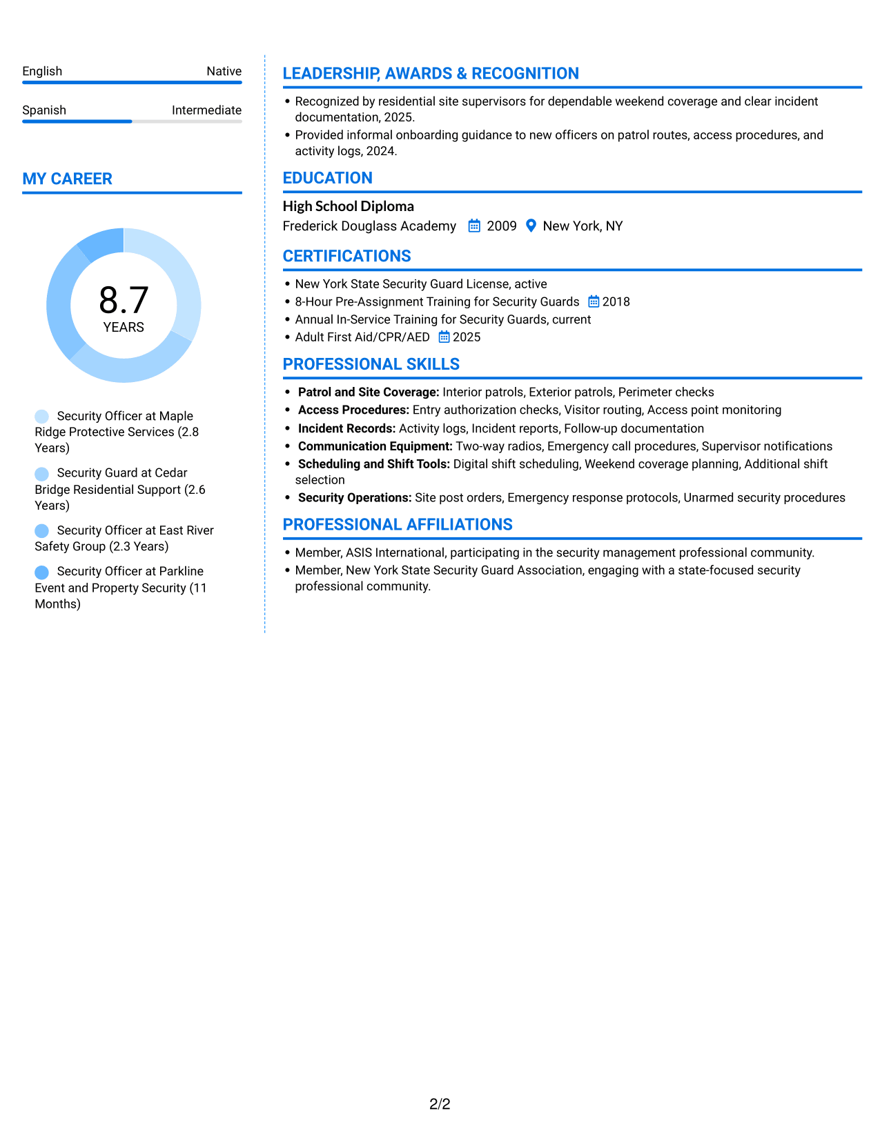 Resume example — page 2