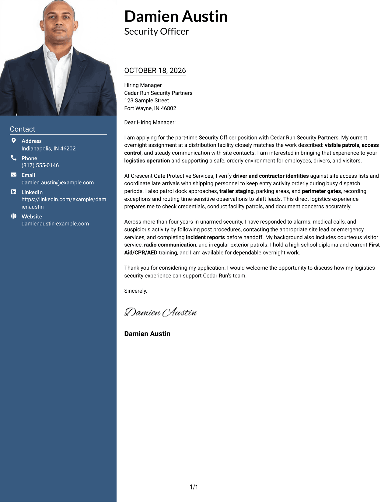 Cover letter example — page 1