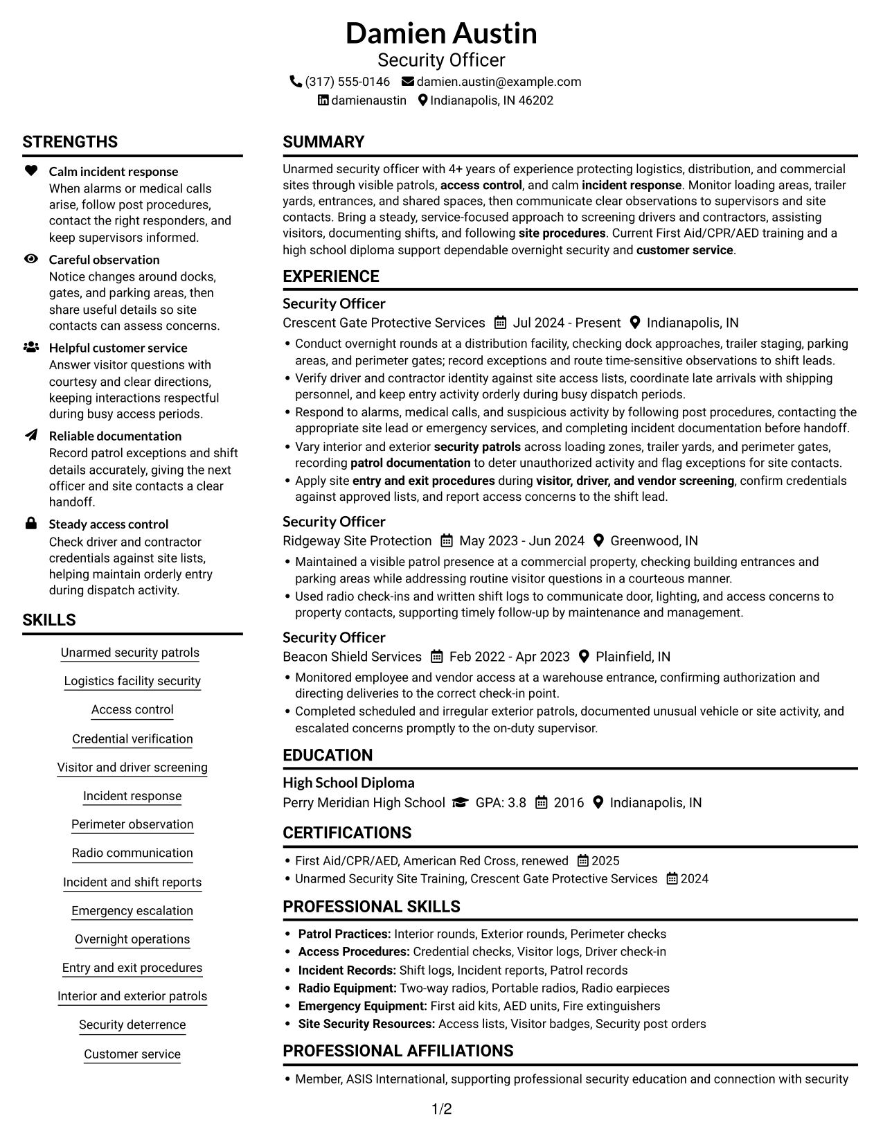 Resume example — page 1