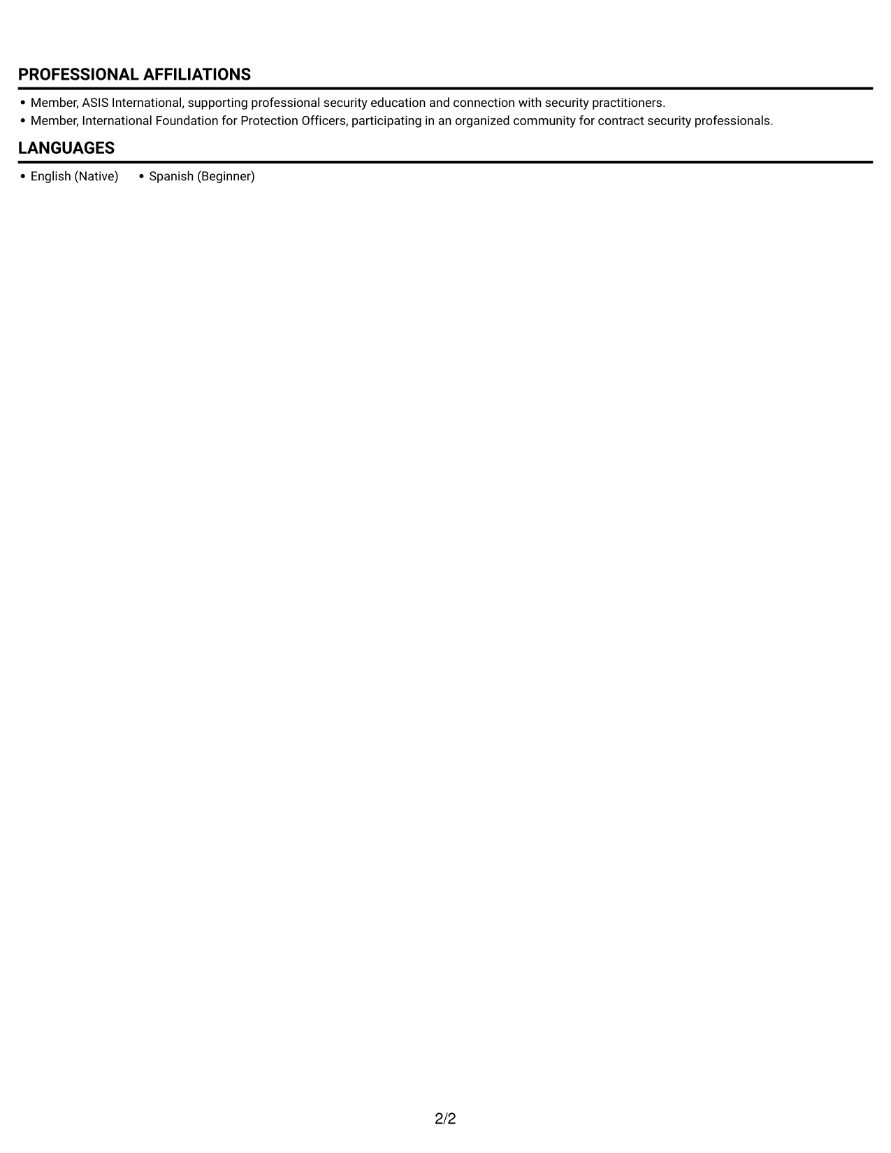 Resume example — page 2