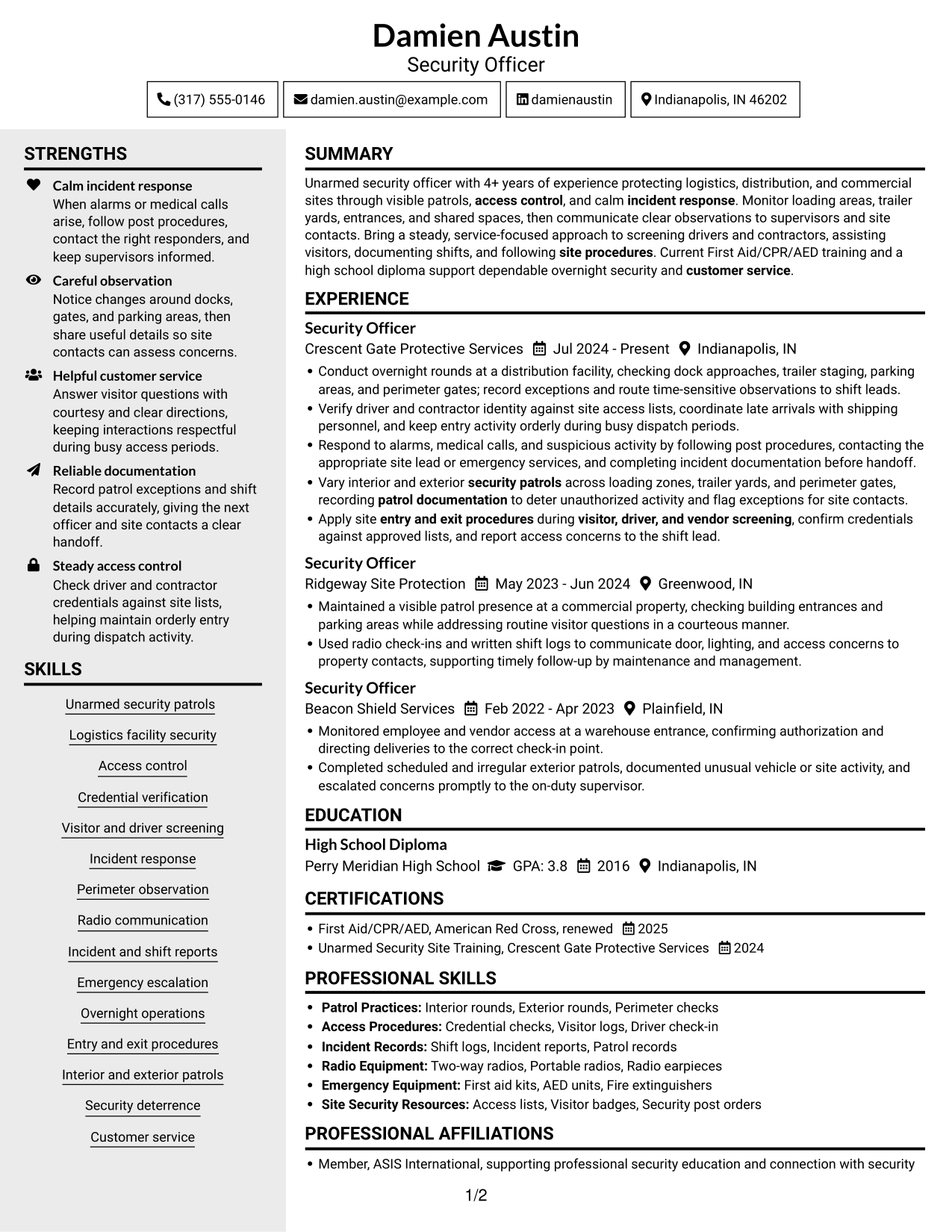 Resume example — page 1