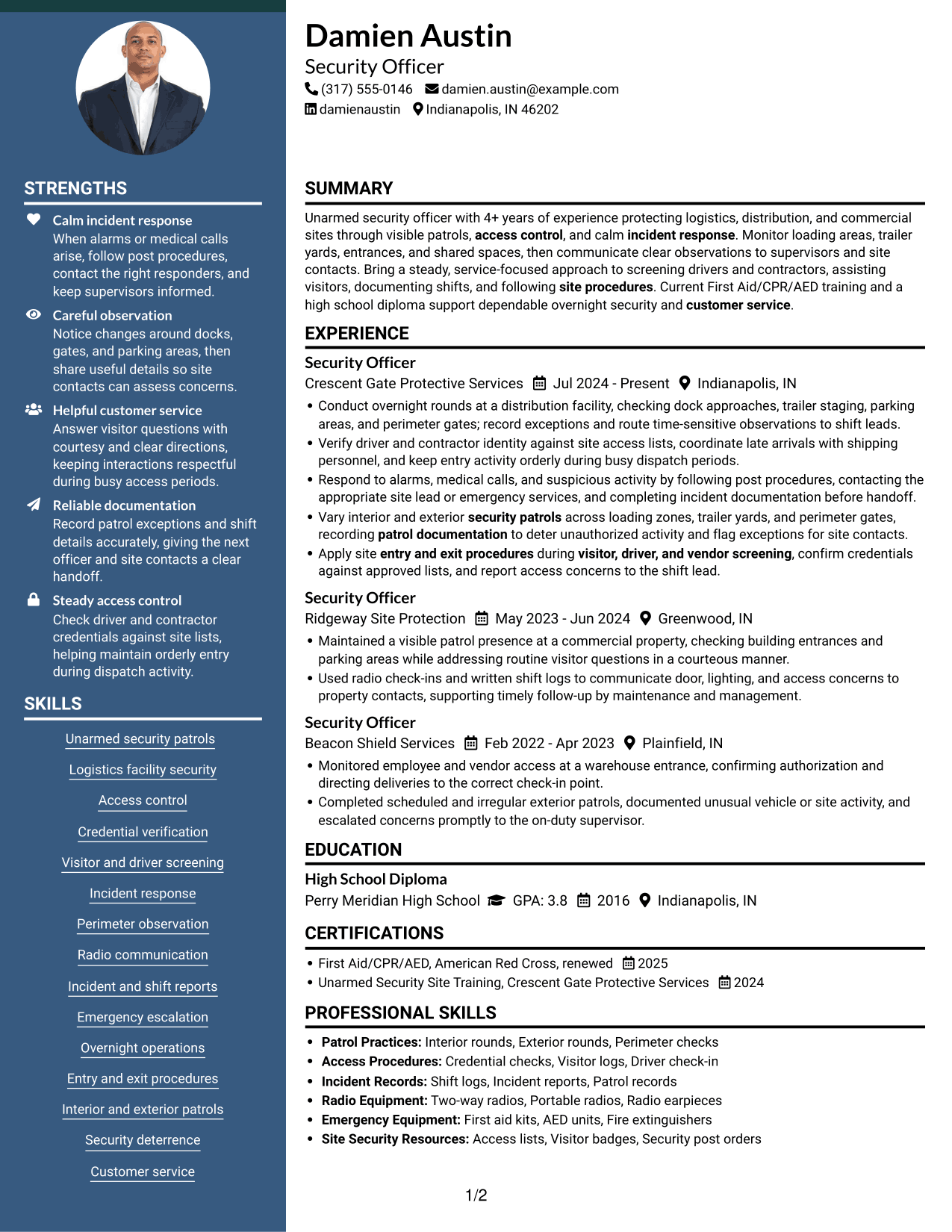 Resume example — page 1