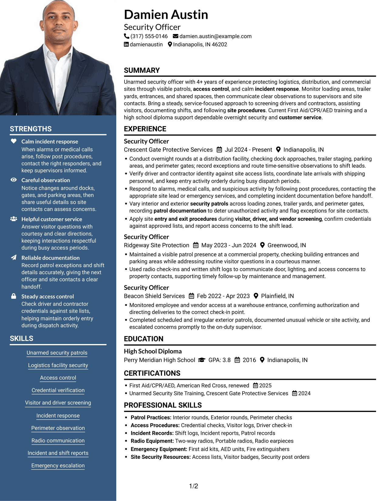 Resume example — page 1
