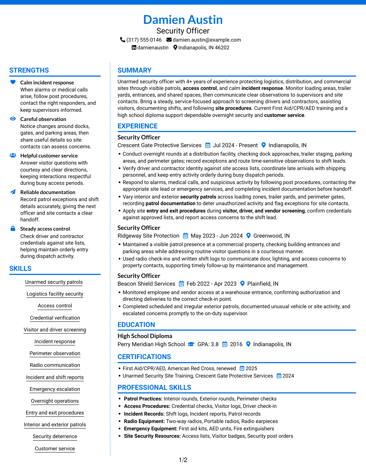 Resume example — page 1