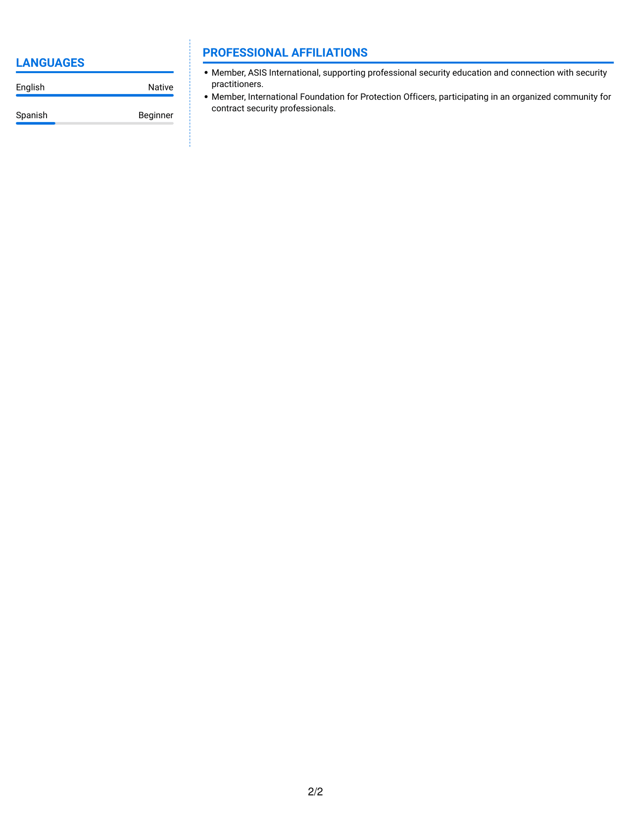 Resume example — page 2