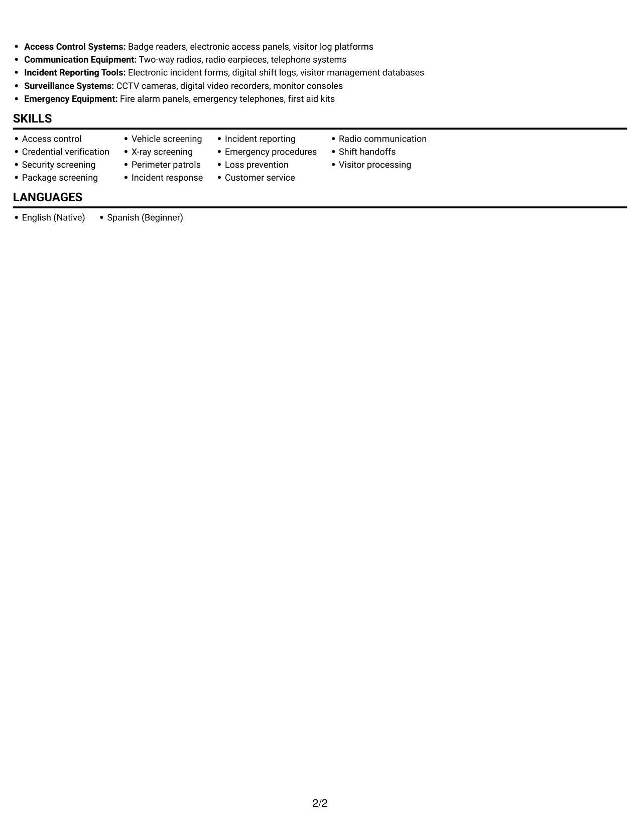 Resume example — page 2