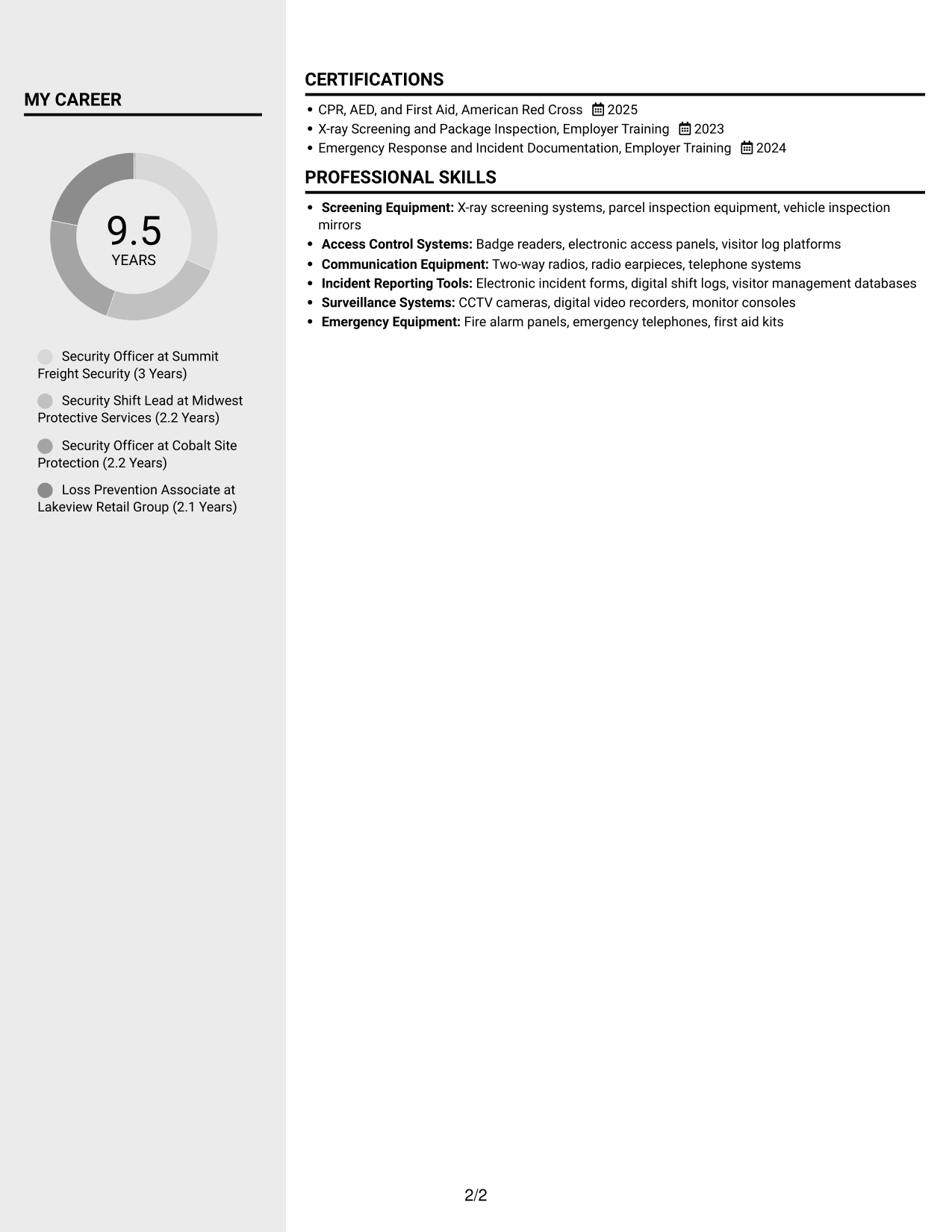 Resume example — page 2