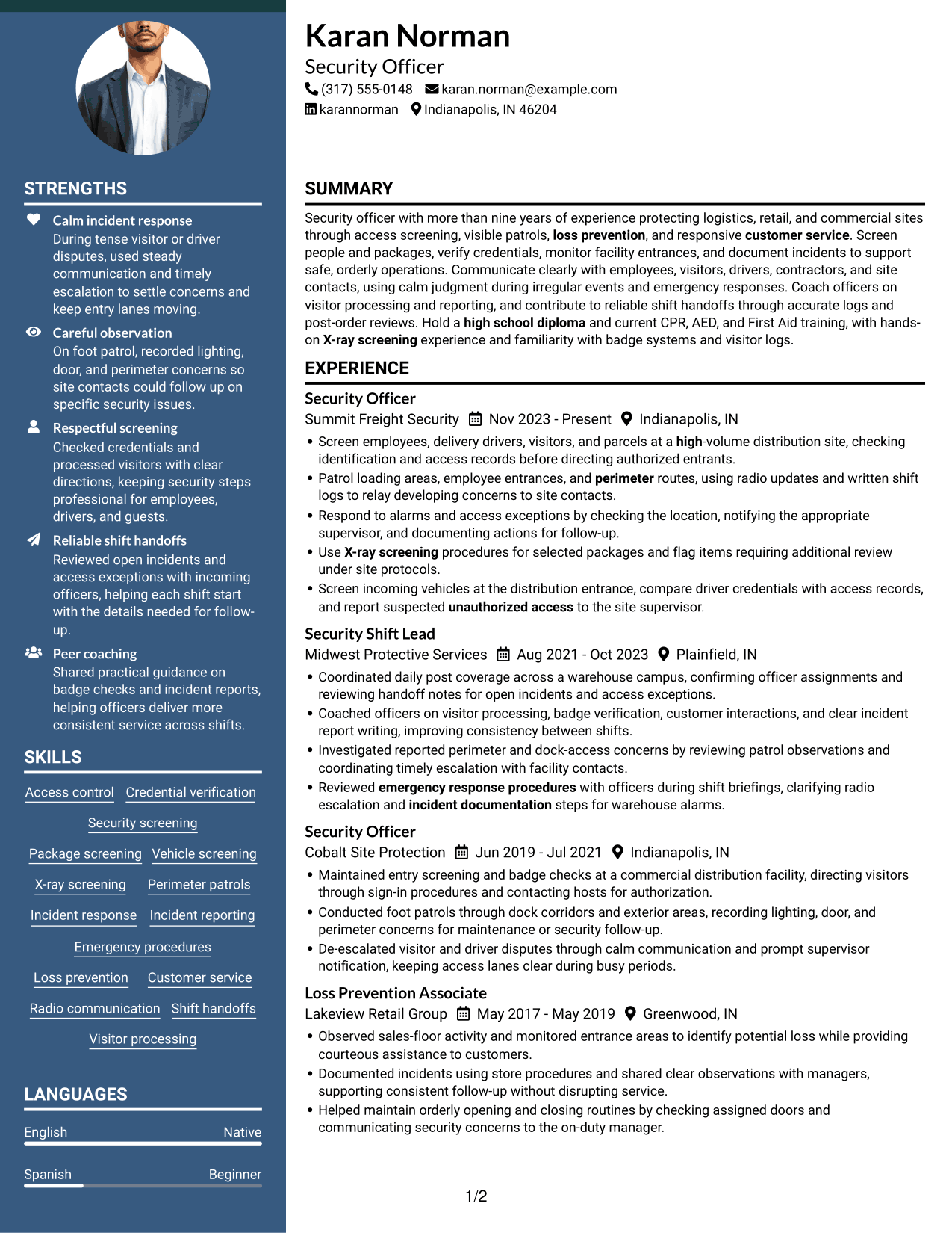 Resume example — page 1