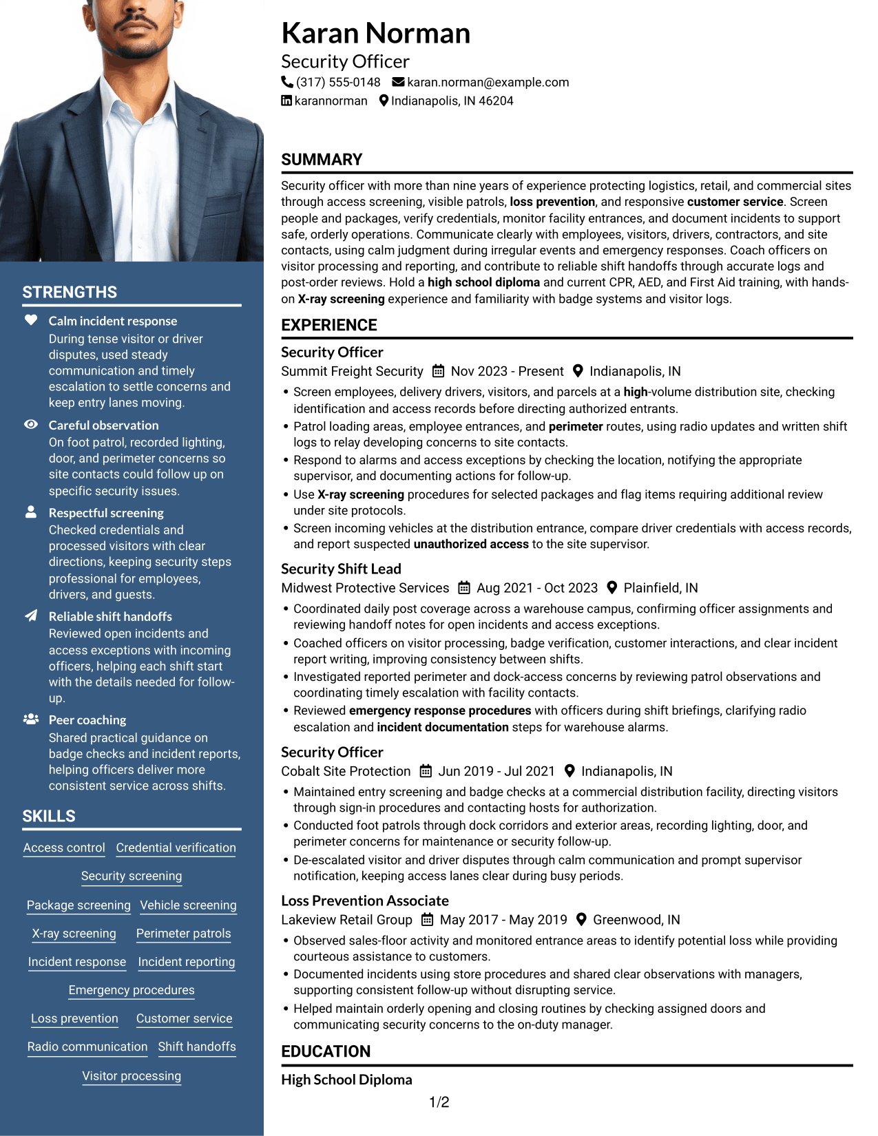 Resume example — page 1