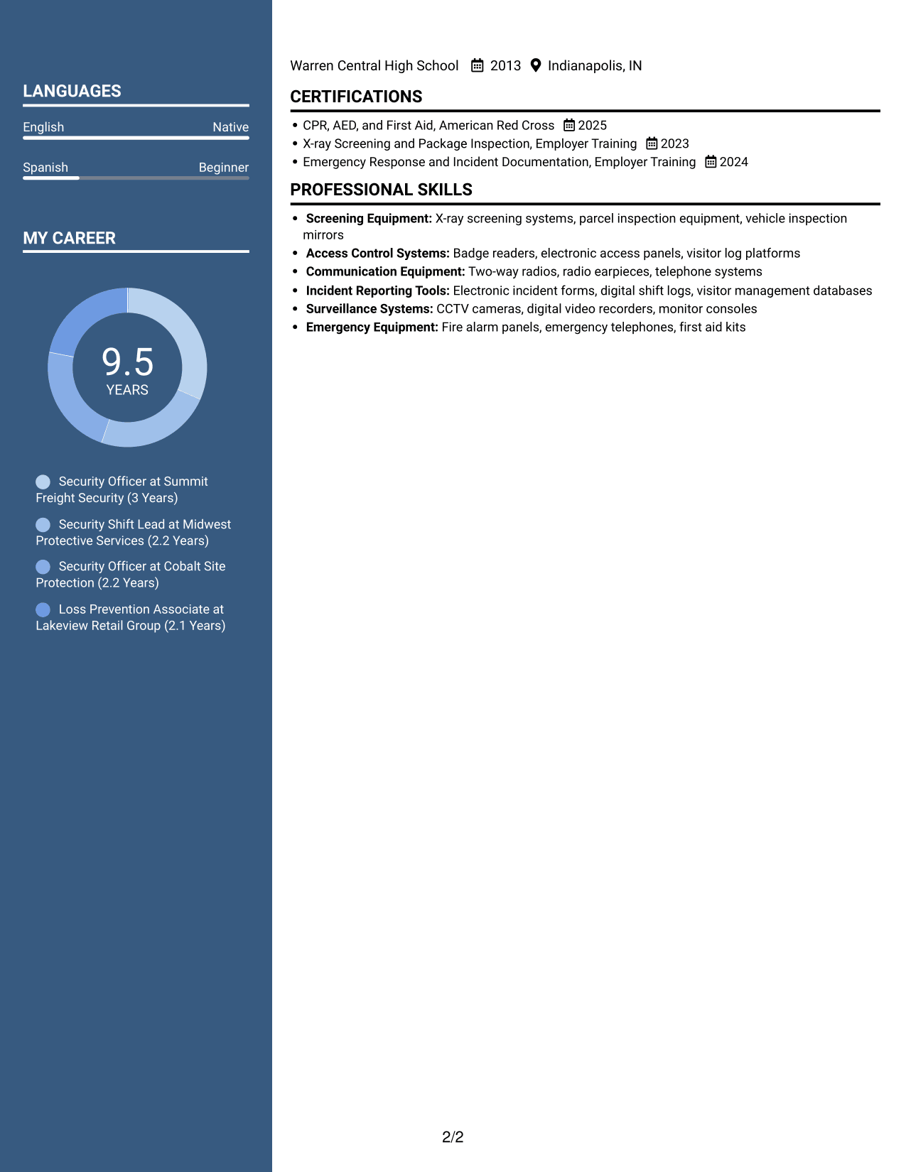 Resume example — page 2