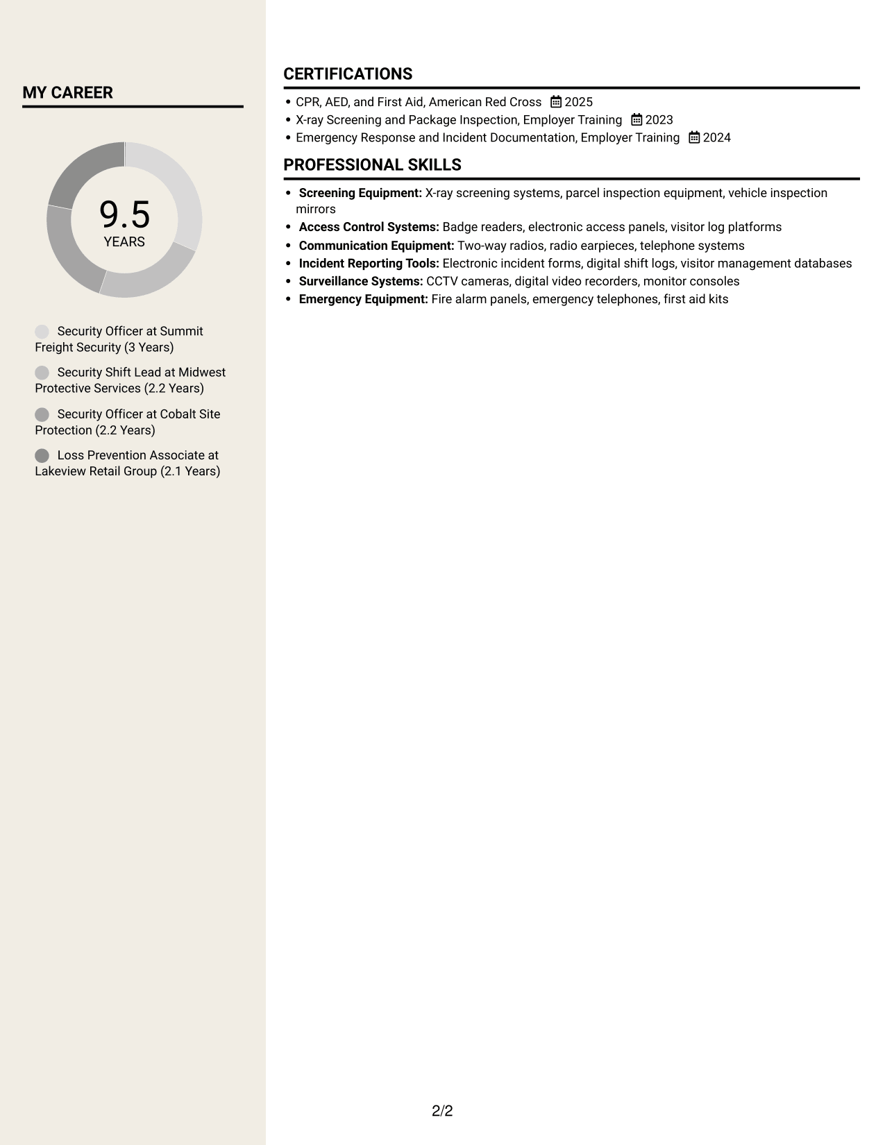 Resume example — page 2