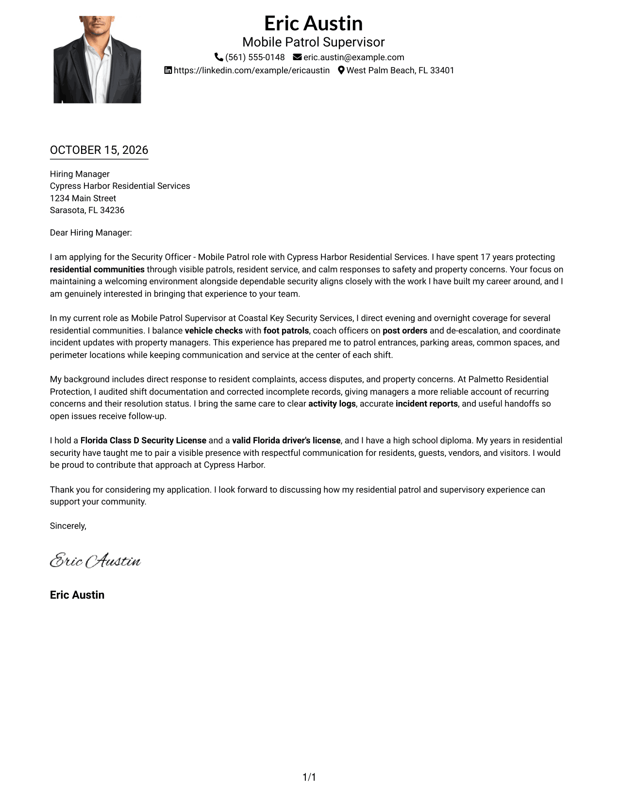 Cover letter example — page 1
