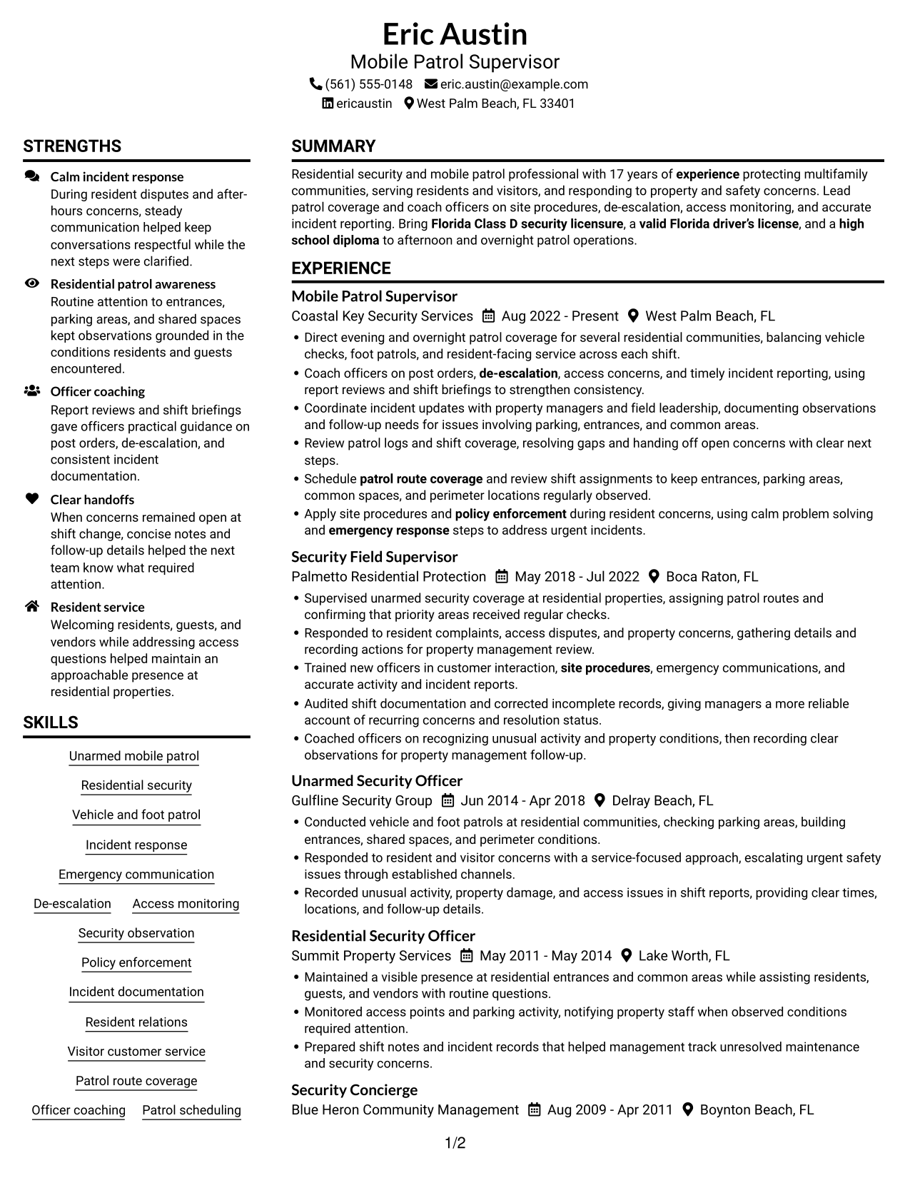 Resume example — page 1