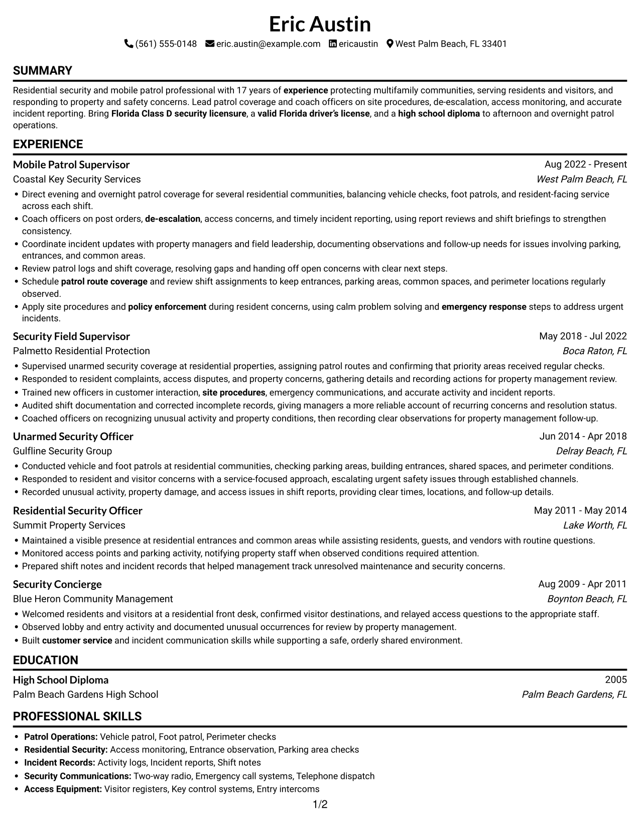 Resume example — page 1
