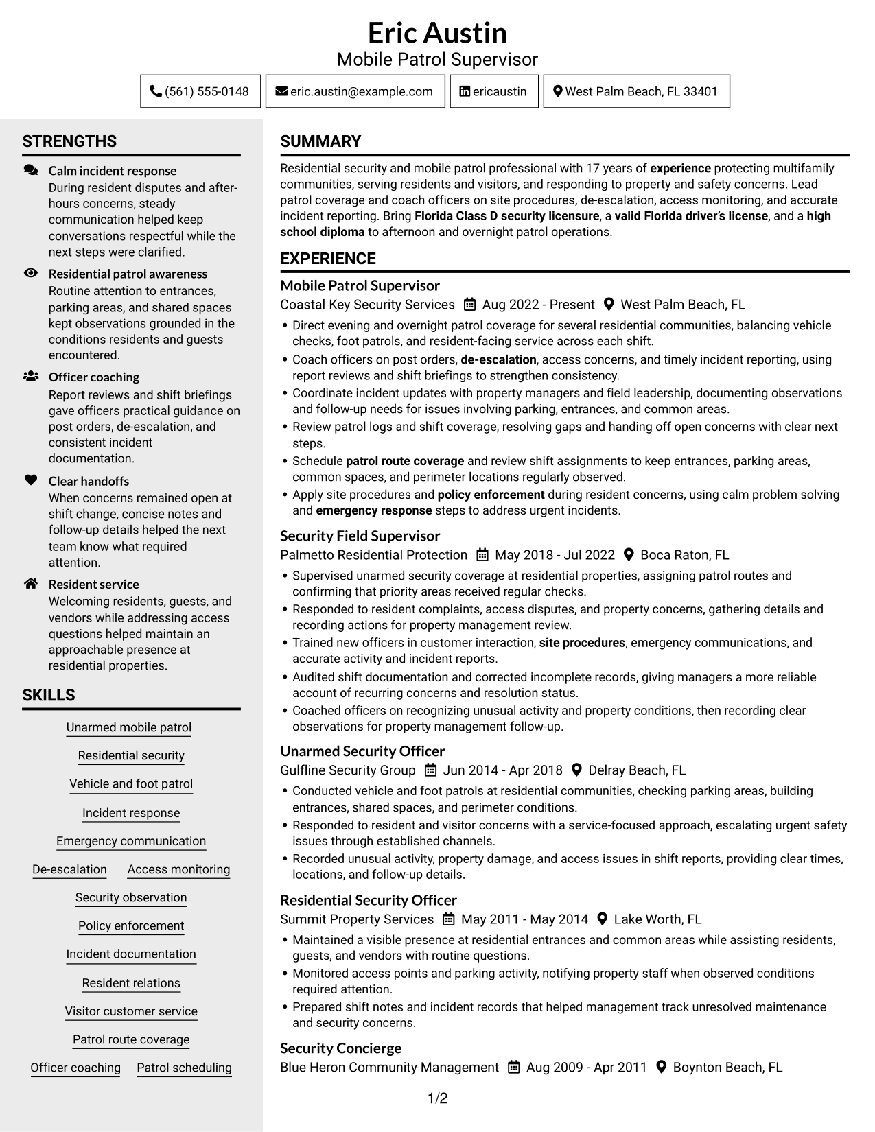 Resume example — page 1
