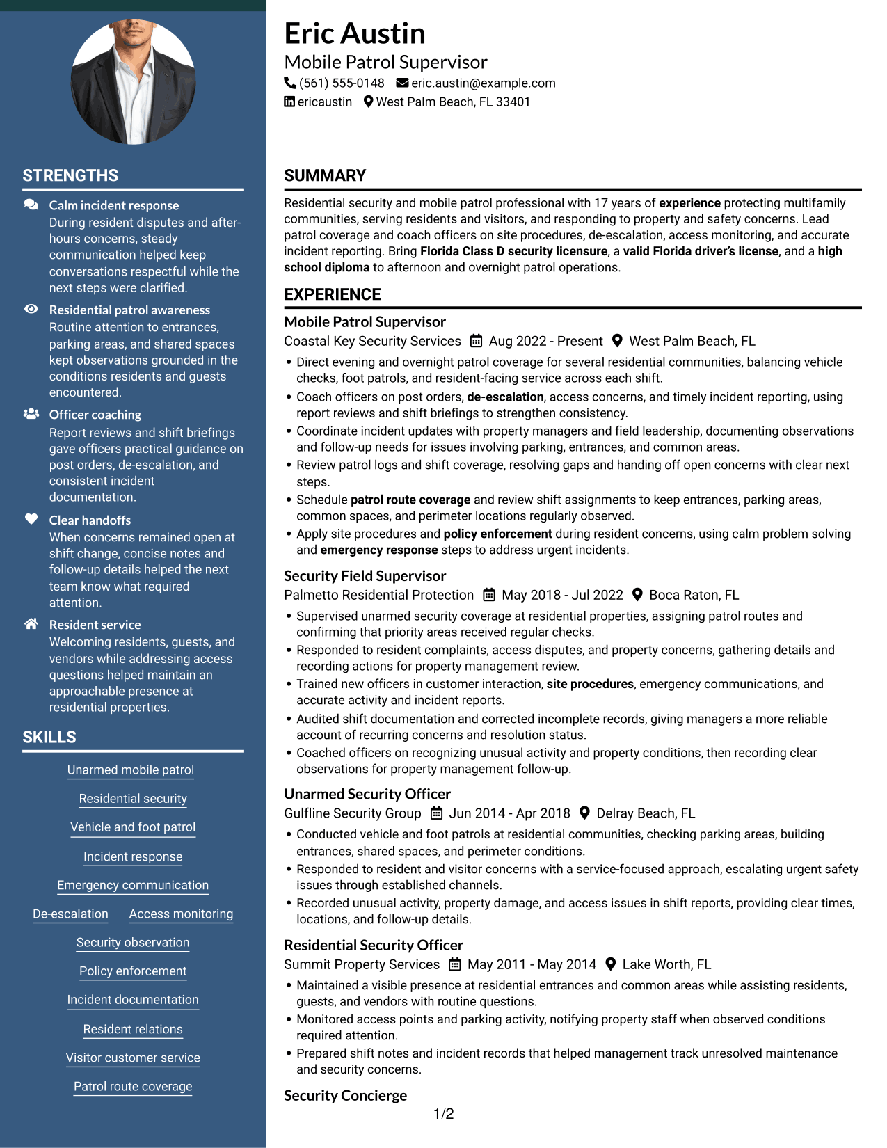 Resume example — page 1