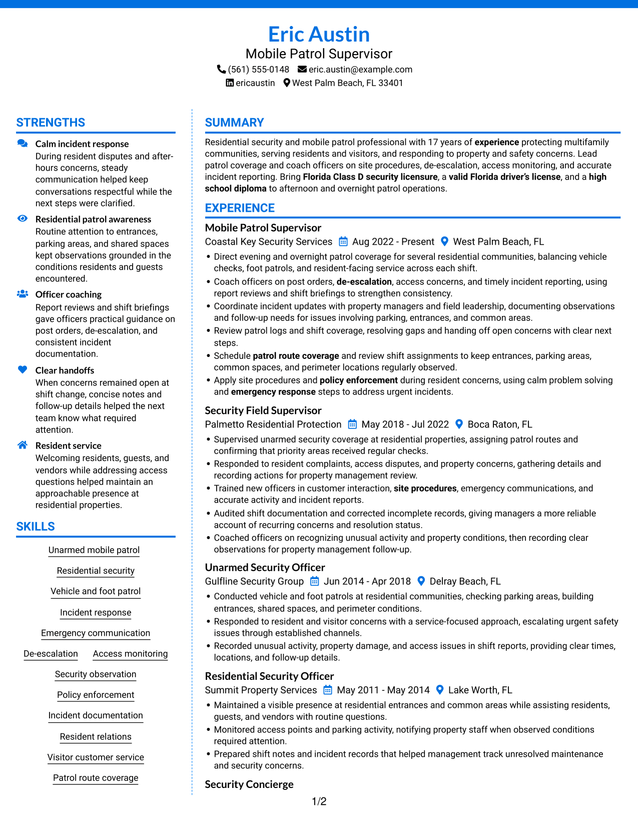 Resume example — page 1