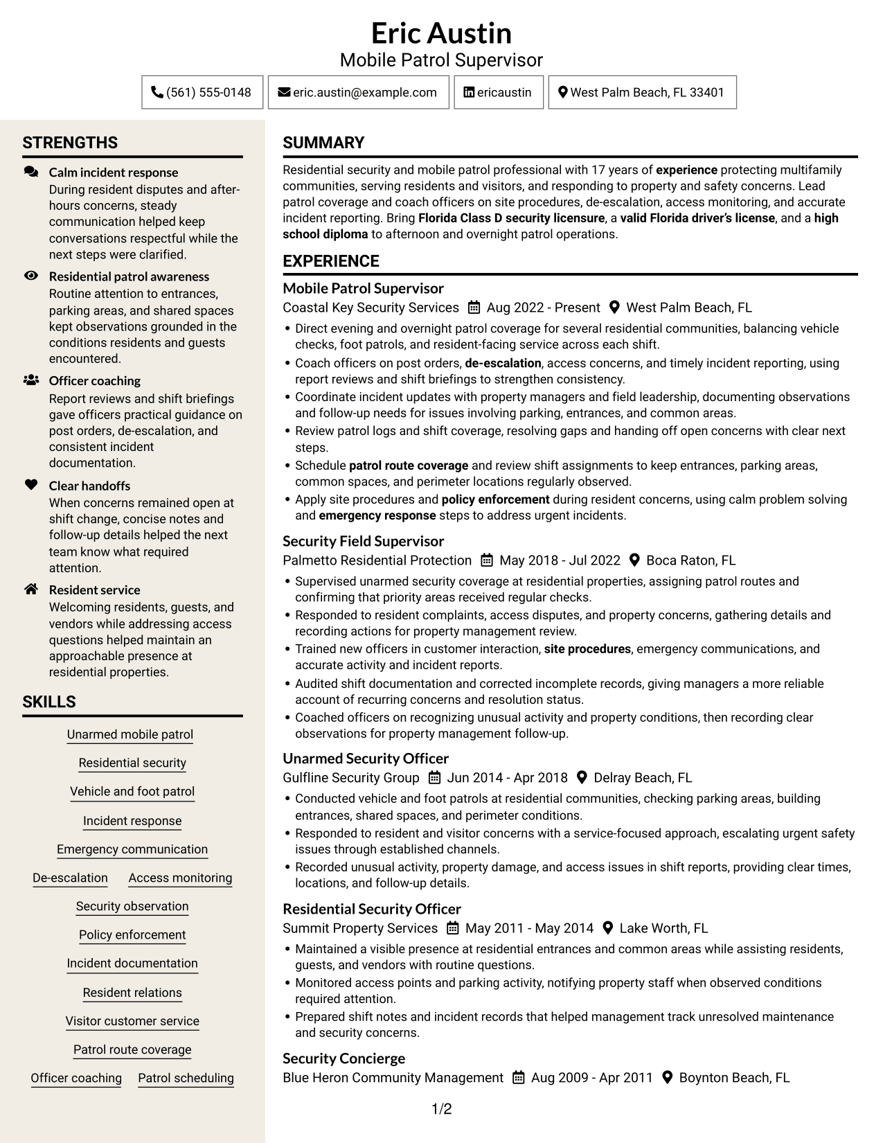 Resume example — page 1