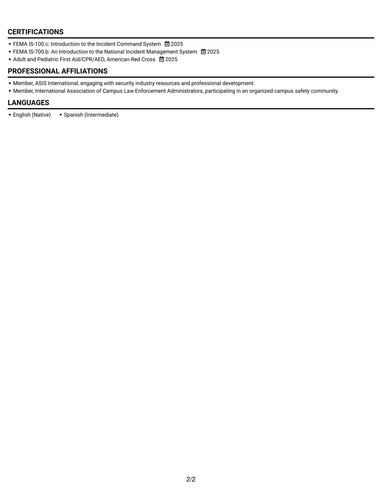 Resume example — page 2