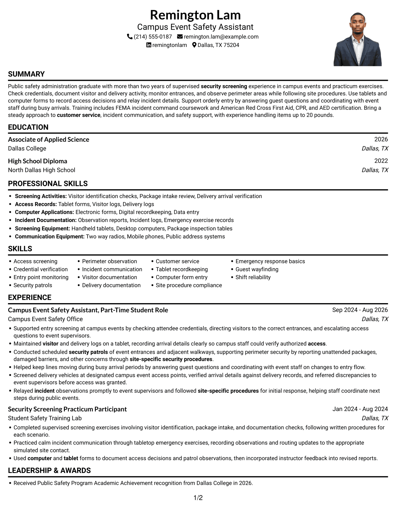 Resume example — page 1