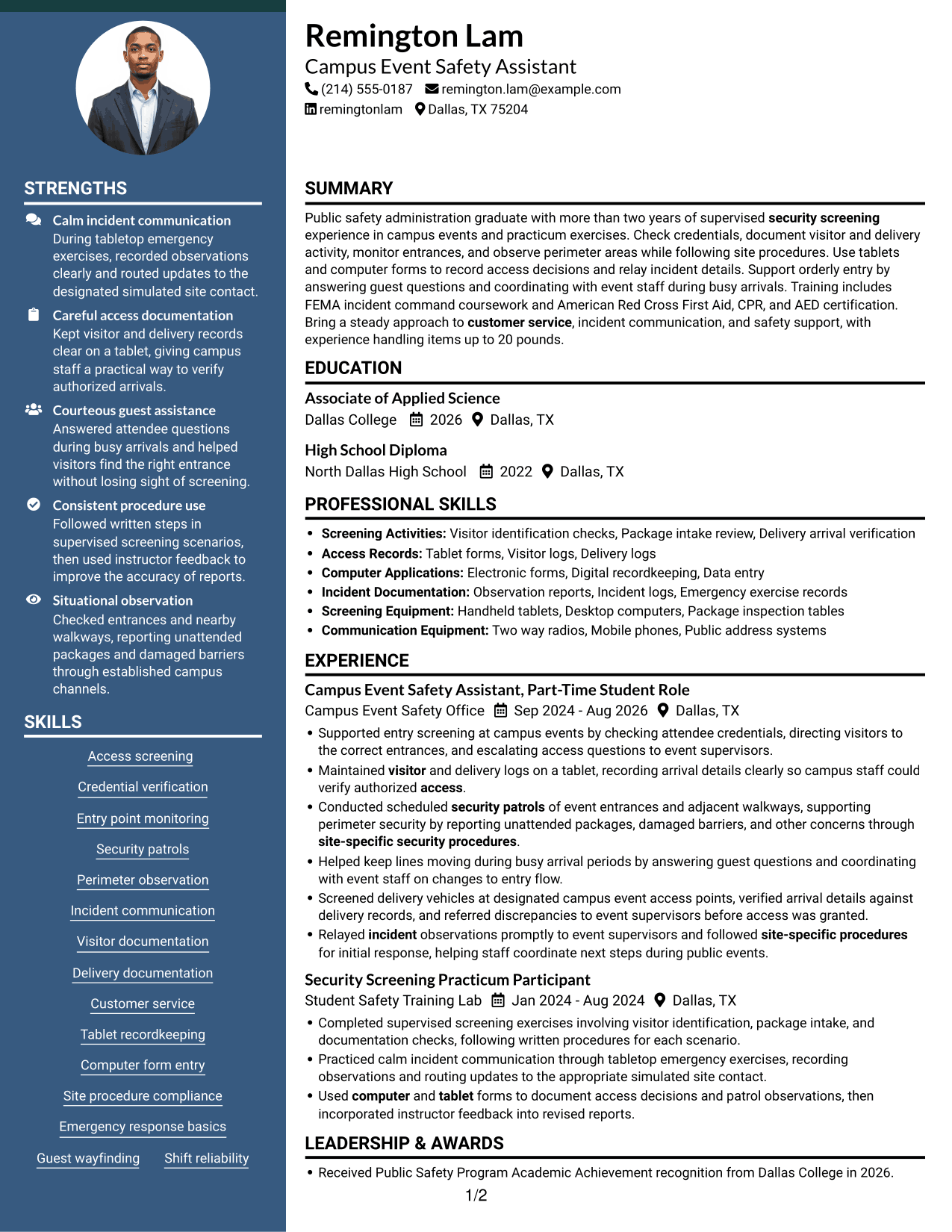Resume example — page 1
