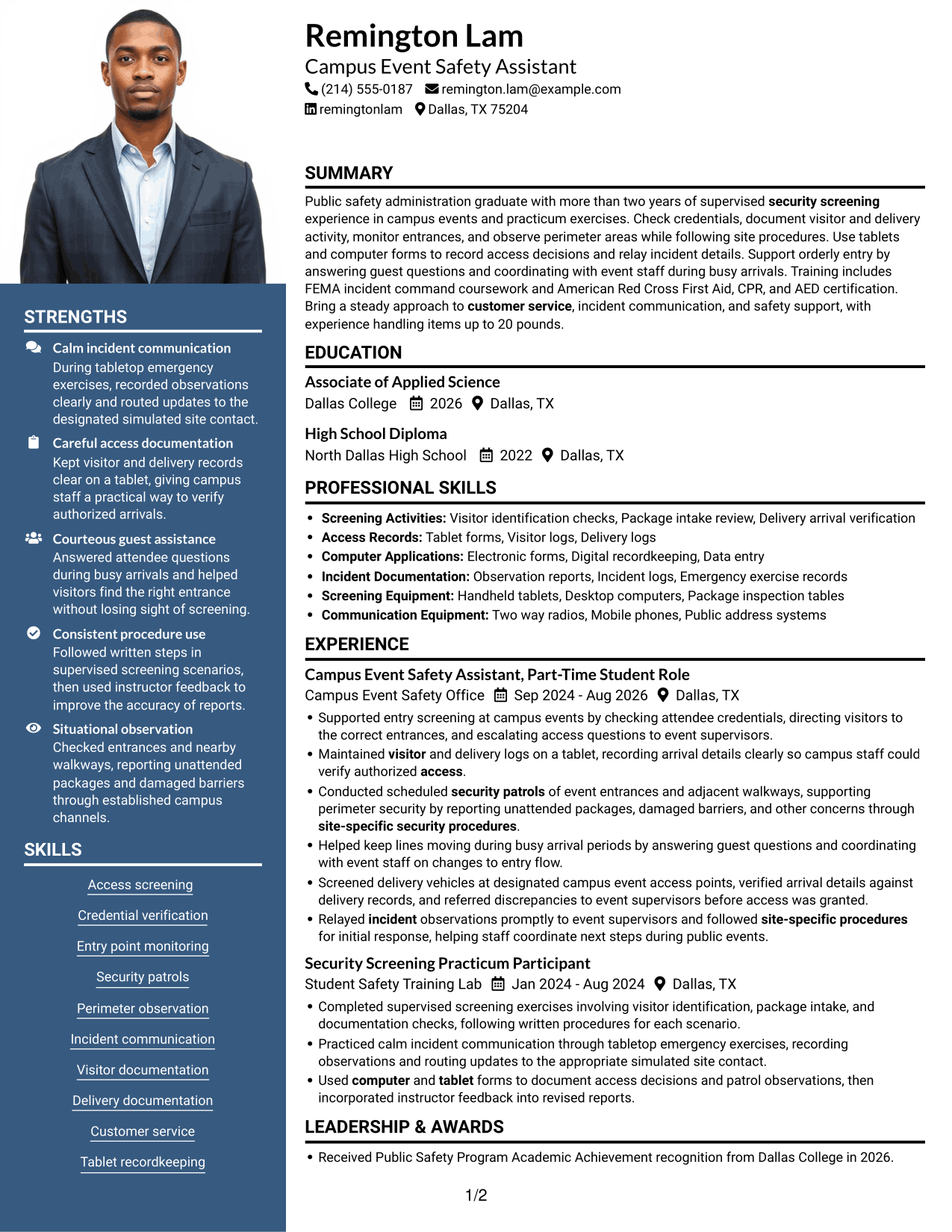 Resume example — page 1
